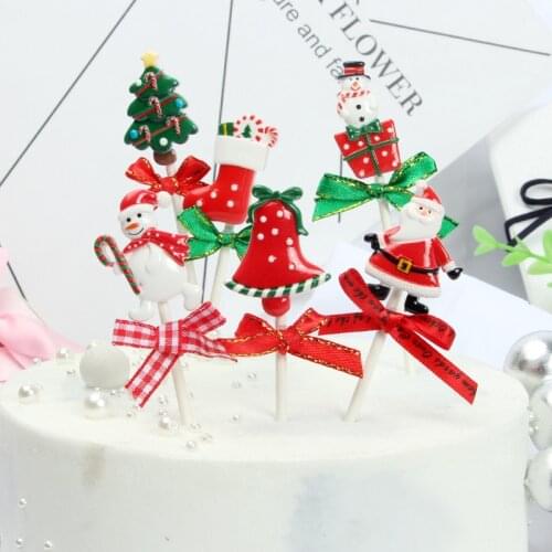 New Merry Christmas Party Cake Topper Santa Claus Xmas Cupcake Toppers Flags for Home Xmas Christmas Party Cake Decorations