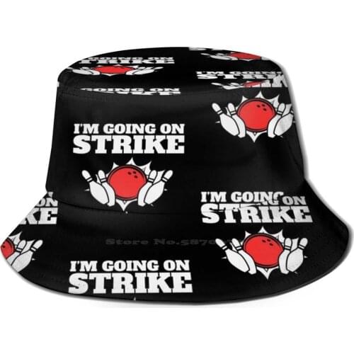 Funny Bowling Design - I'M Going On Strike Pattern Design Printed Travel Bucket Hats Bowling Bowl Strike Bowling League Bowling