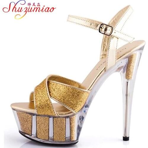 Genuine Wedding Shoes New Women Sexy Sandals Plus Size 32-42High-heeled 15cm Thick Soles Fine with Waterproof Sandals 5 Color