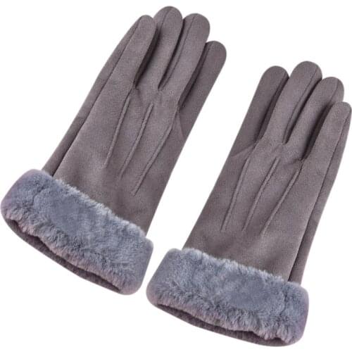 Women Warming Hand Gloves Suede Gloves Women Winter Plus Velvet Warm Thick Touches Screen Outdoor Riding Running Driving AC889