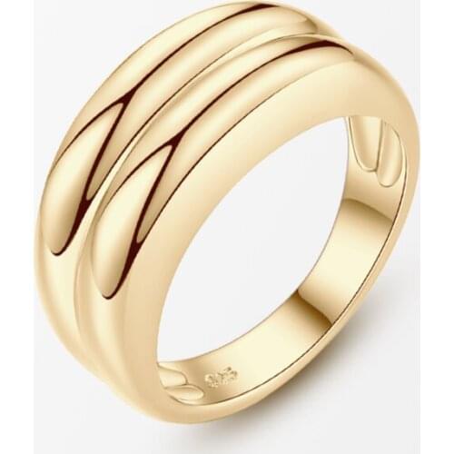 ELESHE 925 Sterling Silver Double Layered Ring with 18K Gold Plated Luxury Ring for Women European INS Anillos Fine Jewelry