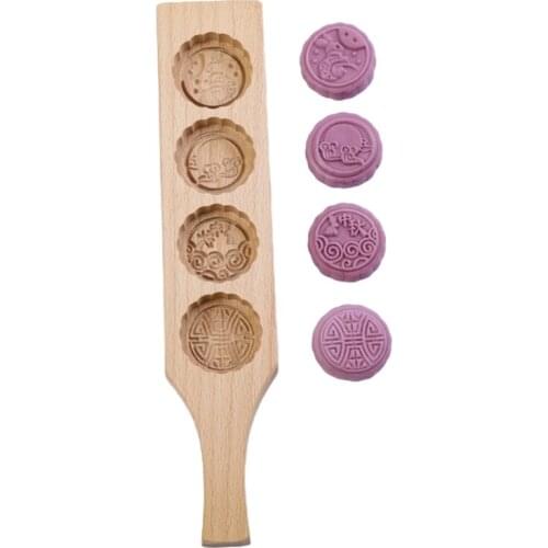 1 Set DIY Moon Cake Molds Wooden Pastry Mold Making Mung Bean Cake Sorbet Baking Tool Kitchen Baking Mooncake Moulds for Kids