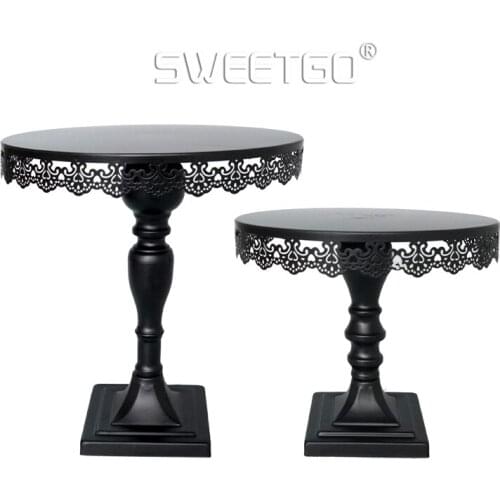 1 Pcs Black European Vintage Lace Wedding Party Decorative Cake Stands Desserts Fruits Plate Pan Tray