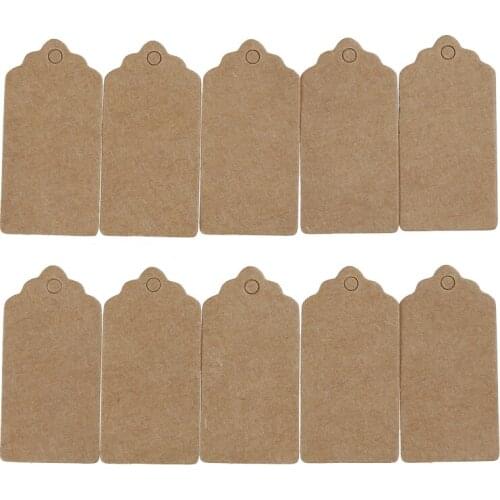 100 X Brown Scallop Head Label Luggage Wedding Note Blank price Hang tag Kraft Paper Tags Hang tag Kraft Gift Approx. 4cm x 2cm