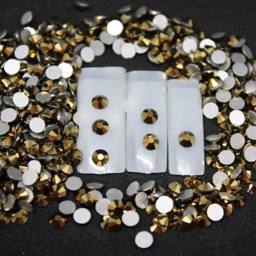 1440 pcs/Pack SS3-SS8 Mine Gold Nail Art Decorations Rhinestones For 3d Charm Glass Flatback Non Hotfix DIY Nails Decorations