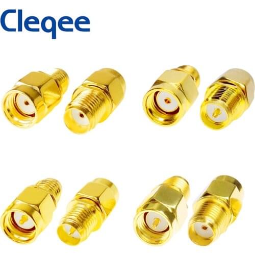 Cleqee 2pcs RF Connector RP-SMA Male Female To RP SMA Female Male Connector Coaxial Coax Adapter