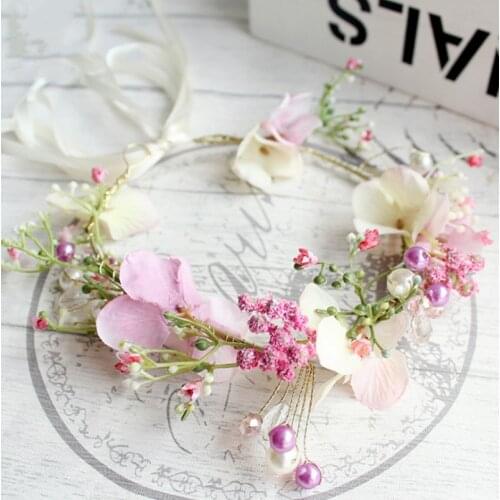 2021 Baby Girl Crown Floral Flower Beading Patchwork Headdress Boho Bohemian Wedding Birthday Headpiece Headband Hair Wreath
