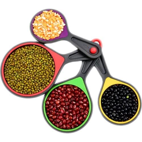 4pcs Set Silicone Telescopic Measuring Cup Measuring Spoon Baking Measuring Spoon Scale Measuring Tool For Liquid Spice Powder