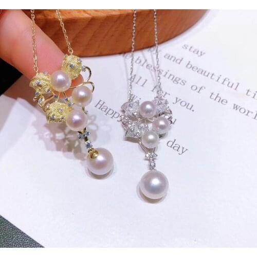 4 PEARL 925 Sterling Silver Necklace Set Findings Jewelry Base Settings Mountings Parts for Akoya Edison Pearls, Coral, Jade