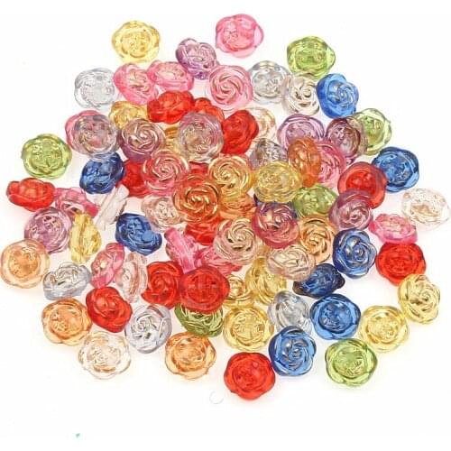 50pcs Mixed Gold Edge Transparent Rose Resin Buttons For Clothing Diy Decoration Handmade Craft sewing Accessories 13mm