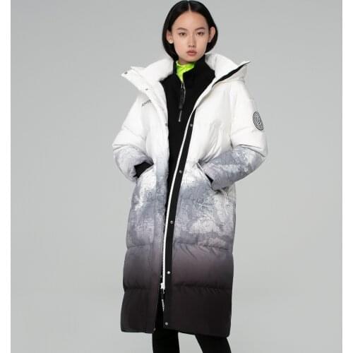Bosideng Womens Fashion Long Gradient Windproof Loose Warm Coat Comfortable B00143080 Down Jacket