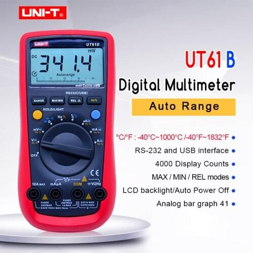 Digital Multimeter UNI-T UT61B voltmeter Ammeter Resistance Capacitance Frequency Temperature Tester& Data Hold LCD Multitester