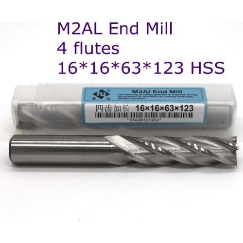 Router bit 5 pcs of 16*16*63*123 with 4 Flute HSS M2AL end mill for CNC milling machine tools mills cutter