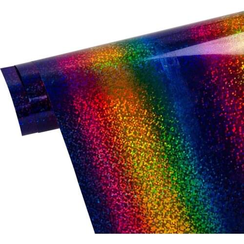 HOHOFILM 50cmx300cm heat transfer vinyl Holographic Stripe Multi PU Heat Press T-shirt Vinyl Film 20''x118'' HTV Vinyl