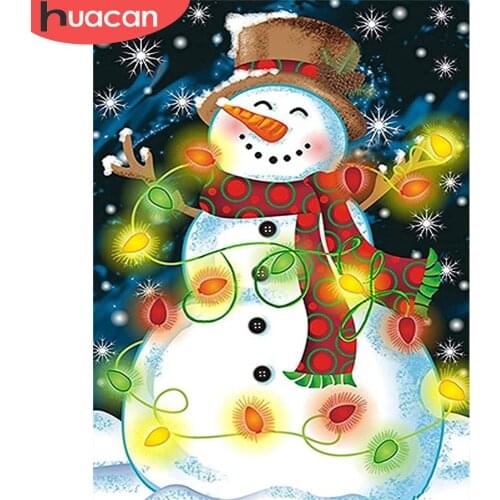 HUACAN Full Square/Round 5d Diamond Painting Snoman Mosaic Winter DIY Diamond Embroidery Christmas Home Decor
