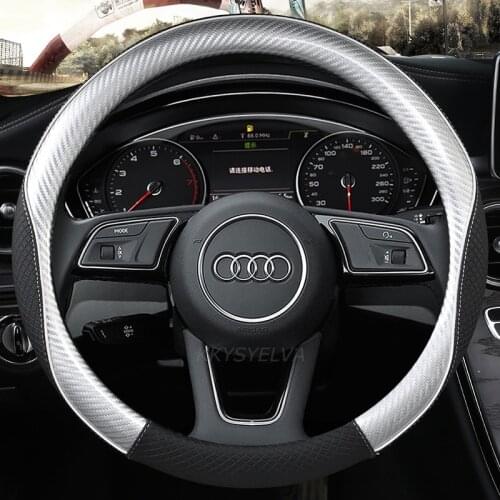 Car Carbon Fiber Leather Sport Car Steering Wheel Cover Non-slip for Audi A1 8X A2 A3 A4 A5 A6 Avant Auto Accessories