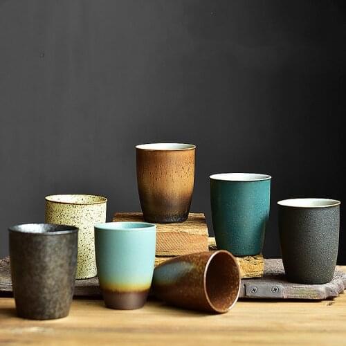 Handmade Japanese Style Retro Ceramic Tea Cup Hand Painted Pottery Office Teacup Chinese Kung Fu Drinkware Tea Set Water Mug