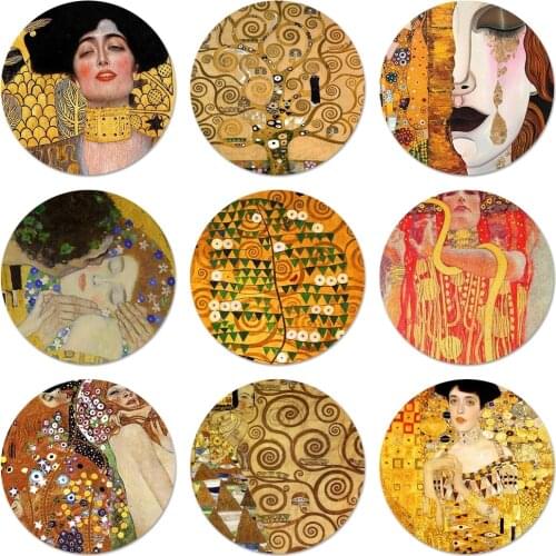 Kiss by Gustav Klim Golden Tears Tree Boat Icons Pins Badge Decoration Brooches Metal Badges For Backpack Decoration 58mm