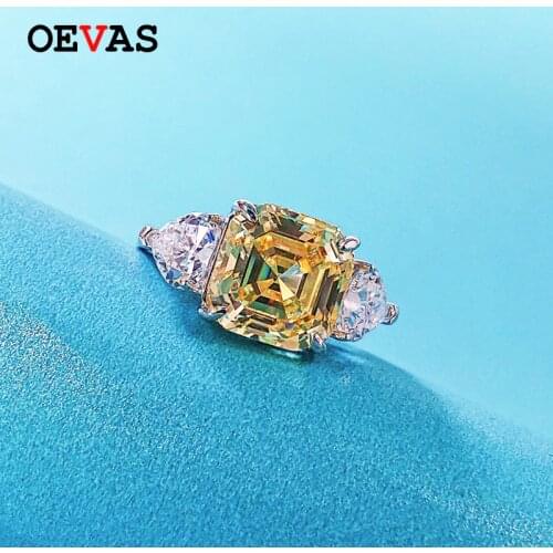OEVAS Sparking High Carbon Diamond Party Rings For Women Top Quality 100% 925 Sterling Silver Wedding Engagement Jewelry Gifts