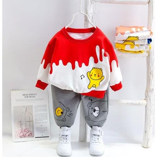 Children Clothing Set Autumn Children Print Suit 1-4 Yrs Baby Boys Sweater Pants 2pcs Toddler Girls Fall Clothes Kids Clothes