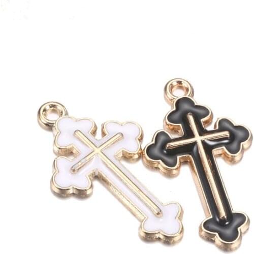 MRHUANG 10pcs/lot 14*25mm Religion Cross Enamel Charms Alloy Pendant fit bracelets DIY Jewelry Accessories