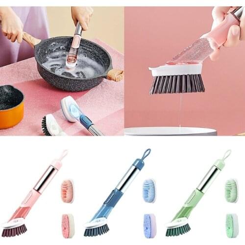 Kitchen 2 in 1 Pot Cleaning Brush Scrubber Dish Bowl Cleaner Washing Tool Sponge
