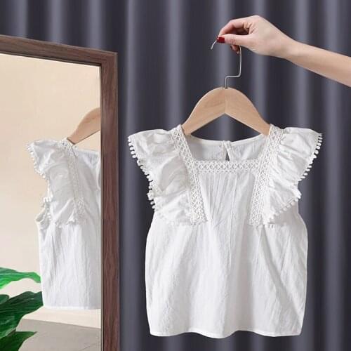 Girls Short Sleeve 2021 Summer New Sweet Cute Fashion Doll Collar Children T-shirt