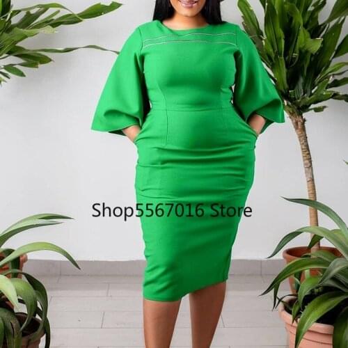 2021 Summer African Pencil Dresses For Women Dashiki African Clothes Plus Size Retro Robe Femme Africa Dress Christmas Robe
