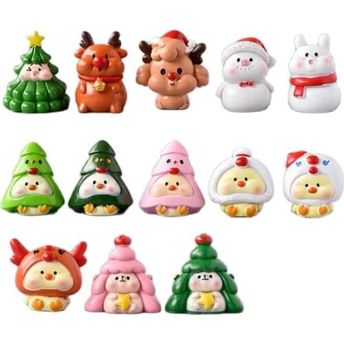 Cute Christmas Animal Elk Deer Model Decor Resin Craft Figurine Decoration Miniature Garden Fairy Ornament DIY Accessory