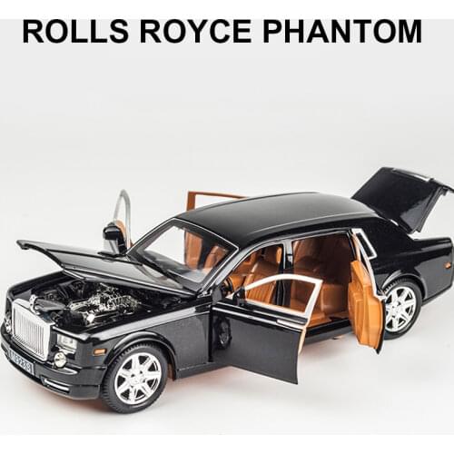 1/24 Diecast Alloy Car Model Rolls Royce Phantom Metal Simulation Car Toy 6 Doors Opened With Sound Light Collections Kids Gift