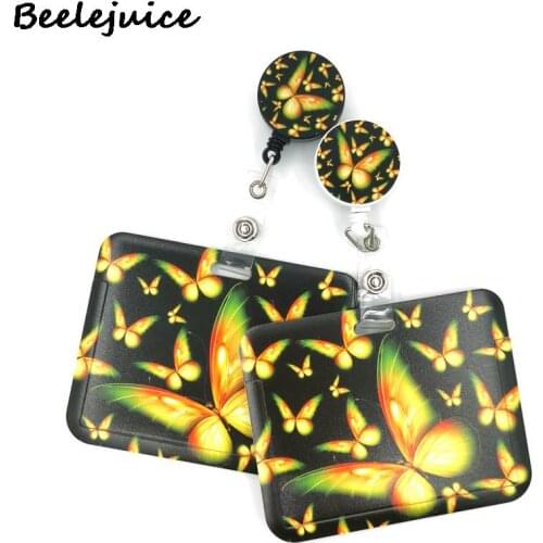 Butterfly Monarch Fashion Women Card Holder Lanyard Colorful Retractable Badge Nurse Doctor Student ID Card Clips Badge Holder