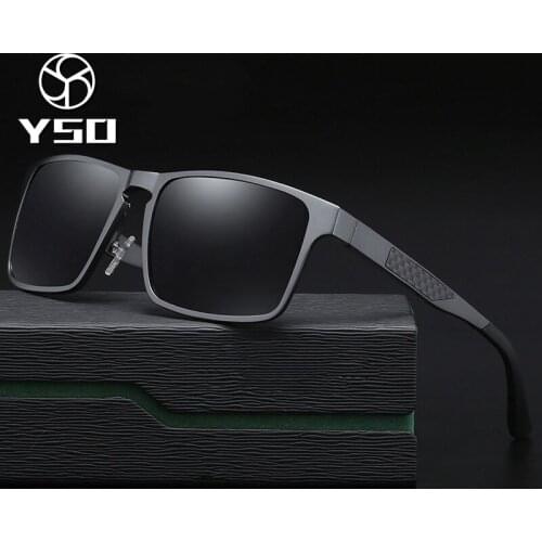 YSO Sunglasses Men Polarized UV400 Aluminium Magnesium Frame TAC Lens Sun Glasses Driving Glasses Square Accessory For Men 8636