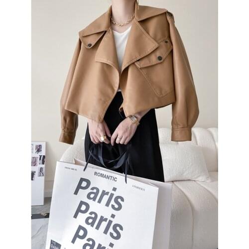 JA0042 LAPEL LOCOMOTIVE SHORT PU LEATHER JACKET