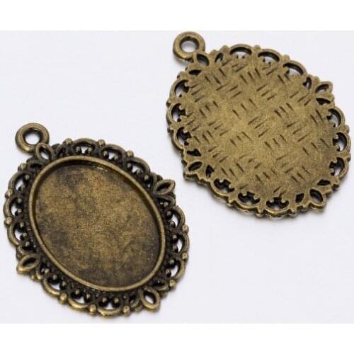 10pcs/lot antique Bronze Cabochon Base Tray Bezels Blank Setting Supplies For Jewelry Making Findings pendant