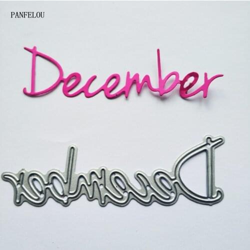 PANFELOU December word metal craft paper die cutting dies Scrapbooking/DIY Easter wedding Embossing mould cards