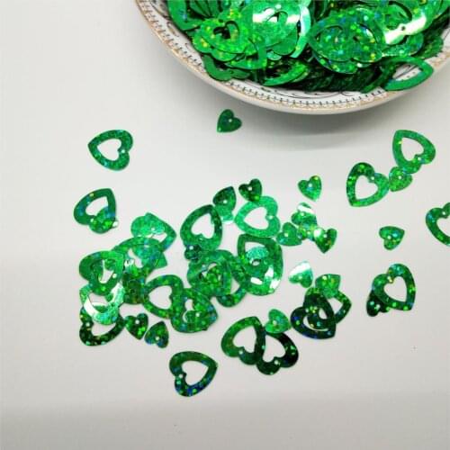 50g 12mm Flat Love Heart Sequins For Crafts Sewing Accessories 2pc Set DIY Wedding Confetti Laser Green