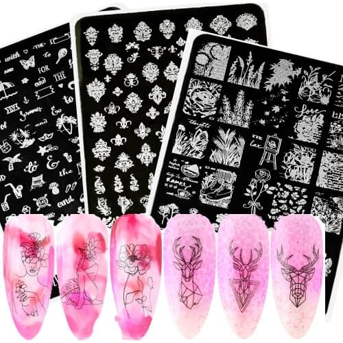 Nail Art Stamping Plate- DIY Nail Art Template - Nail Stamping Plate 9.5 cm x 14.5 cm Get in Line 03 - Stamping Plate