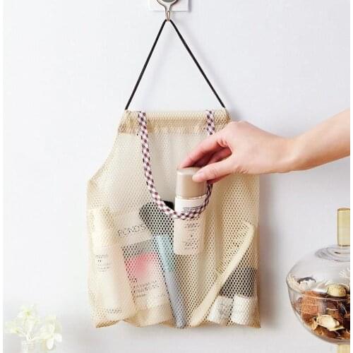Bathroom hanging storage basket baby kids bath toys storage box folding mesh storage bag shopping bag