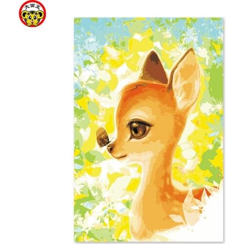 Hand adornment of home decor oil painting of deer cartoon small animals still life paintings by numbers deer