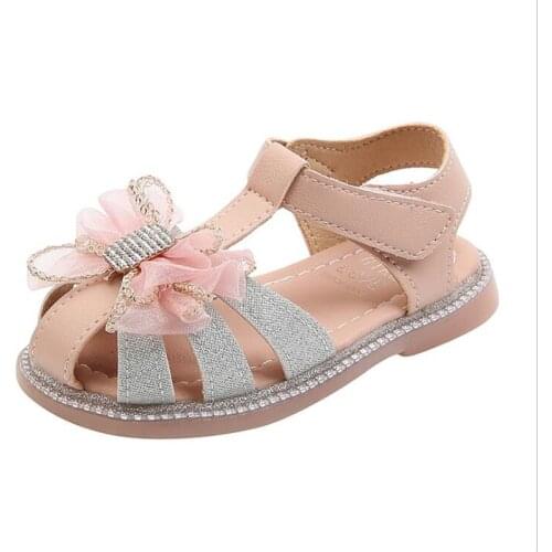 Girls Hollow Out Sandals 2021 Summer Girl Fashion Bow Princess Beach Shoes TPR Sole Children Sequins Shoe