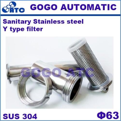 Sanitary Stainless steel 304 O.D 63 mm Y type filter Oblique plug-in pipe welding Sanitary filter Angle filter