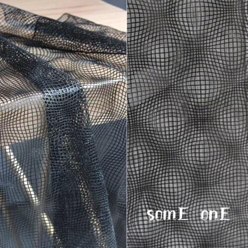 Check Hollow-out Mesh Fabric Black Three-dimensional Space DIY Patches Home Decor Art Crafts Original Designer Fabric 47*42cm