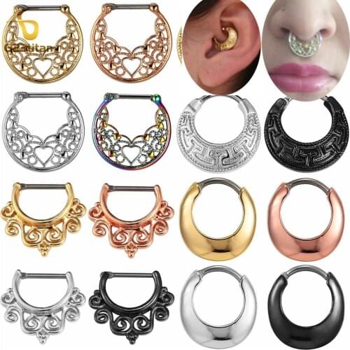 G23titan Nose Piercing Rings 16G Titanium Pole Nose Ring Clip Beautiful Septum Clips Ear Daith Nose Earrings Nariz Body Jewelry
