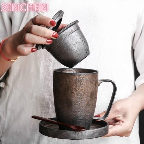 XINCHEN 2020Creative Manual Kiln Change Ceramic Cup Bubble Cup with Cover Filter Cup Mug Office Drink