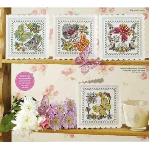 Customzied Embroidery Butterfly Flowers Funny Small Cross Stitch Patterns with 100% Cotton Floss & Free Shipping for Home Decor