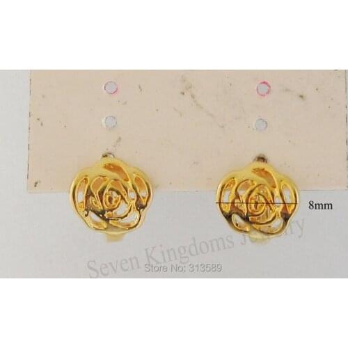 ORDER 10$ GET FREE SHIPPING/CUTE NEW FLOWER 24K YELLOW GOLD GP FILL OVERLAY HUGGIE HOOP 0.39" EARRING/GREAT GIFT