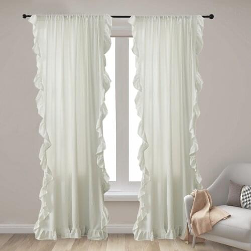 Cotton Linen Ruffle Window Curtain Decor Living Room for Modern Room Curtains Living Dining Room Bedroom