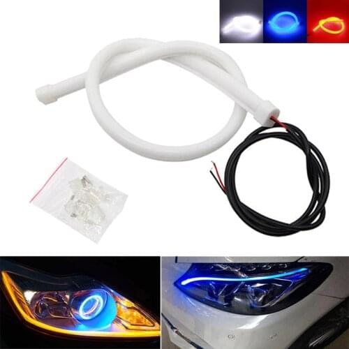 1x Car LED Strip Trun Signal Light 12V DRL Day Light Styling Decorative Angel Eyes LED 30cm 45cm 60cm Tube Strip Flexible LED