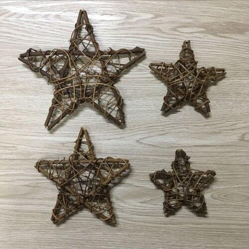 1pc Natural Color Wicker Rattan Vine Stars for Home Garden Tree Top Decoration Christmas Party Wedding Decor DIY Craft