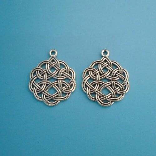 20 x Tibetan Silver Round Celtics Chinese knot Charms Pendants for Necklace Bracelet Jewelry Making Findings 29x24mm